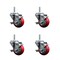 Service Caster 3 Inch Red Polyurethane Wheel Swivel 34 Inch Threaded Stem Caster Set with Brake SCC SCC-TS20S314-PPUB-RED-TLB-34212-4 - alternate 1